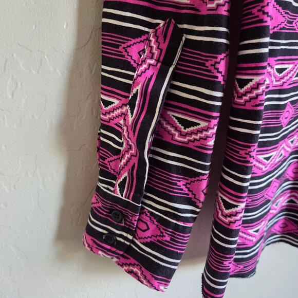 Wrangler Vintage 90's Men's Western Shirt Pink/Blk Southwestern Aztec Cowboy Cut - Picture 10 of 10
